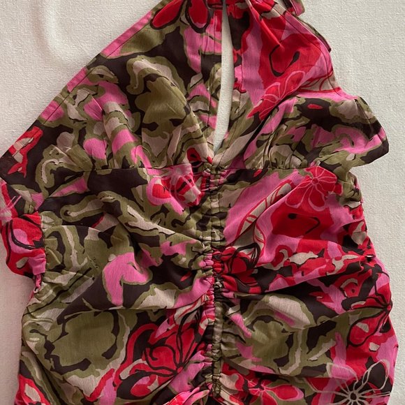 FREE PEOPLE Kyle Printed tunic top /smocked beach halter, SMALL, NWOT - Picture 3 of 13